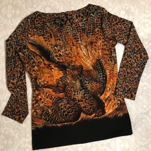 **Final Price*Vintage Lanvin Pheasant Bird Blouse